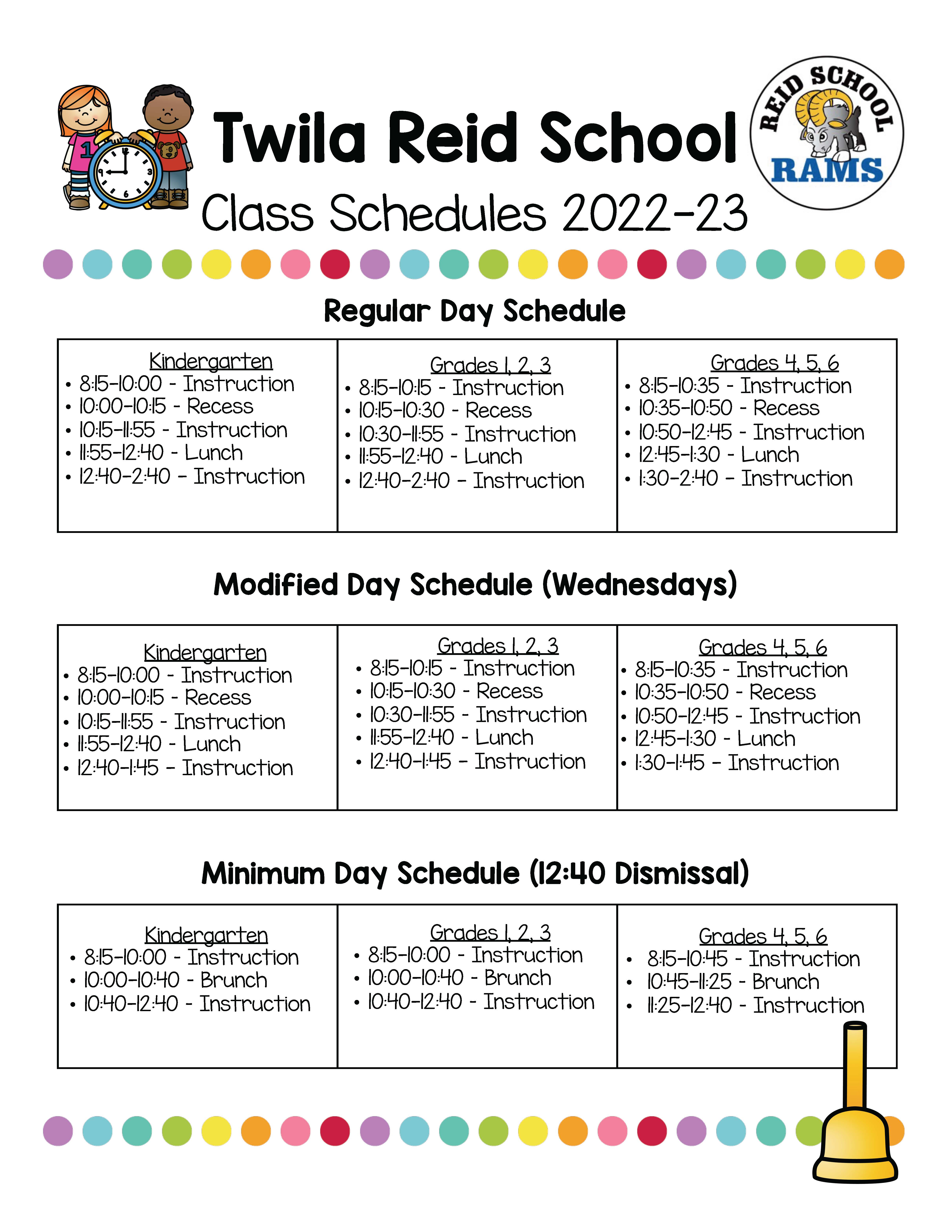 Savanna School District Twila Reid Bell Schedule
